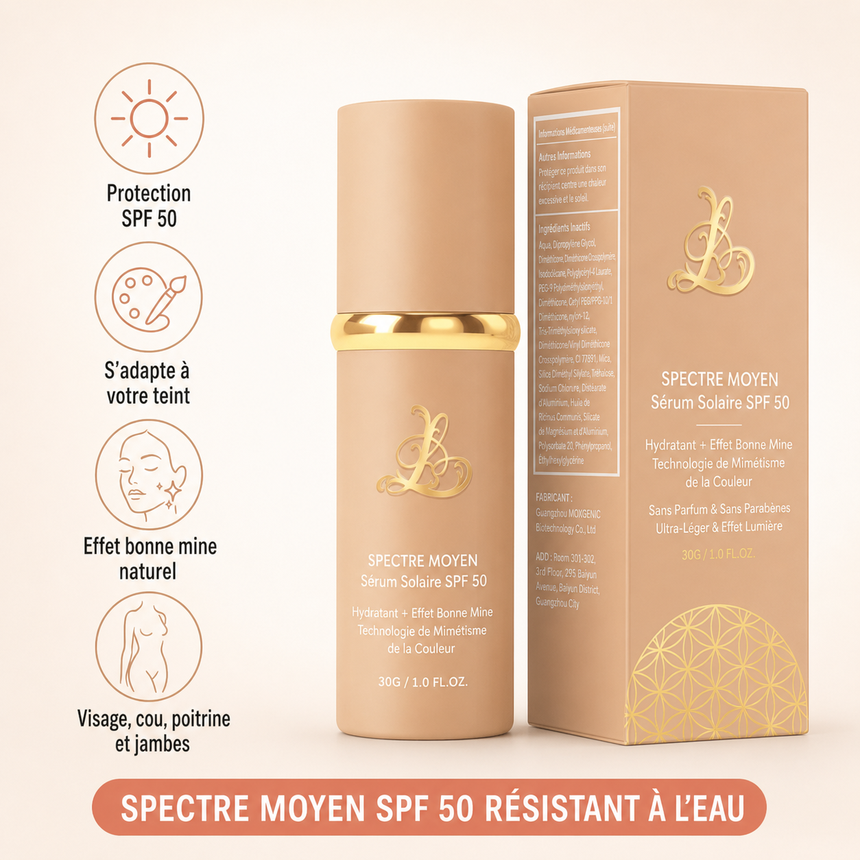 Cleopatre – Crème SPF50 Teinte Adaptative