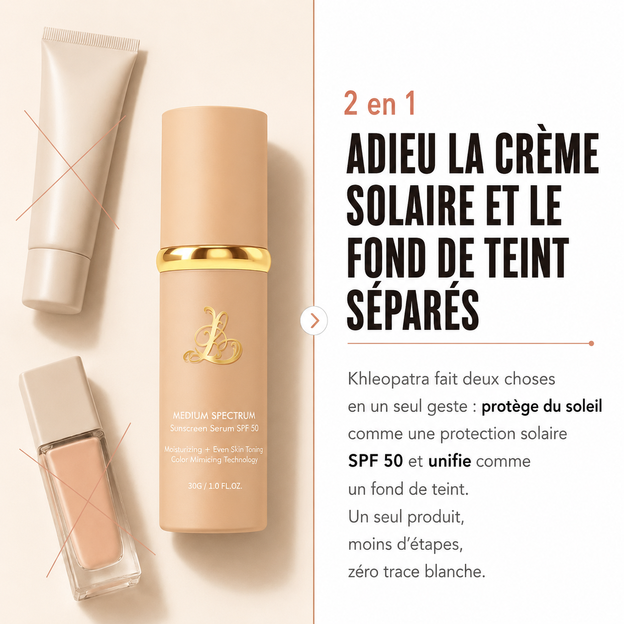 Cleopatre – Crème SPF50 Teinte Adaptative