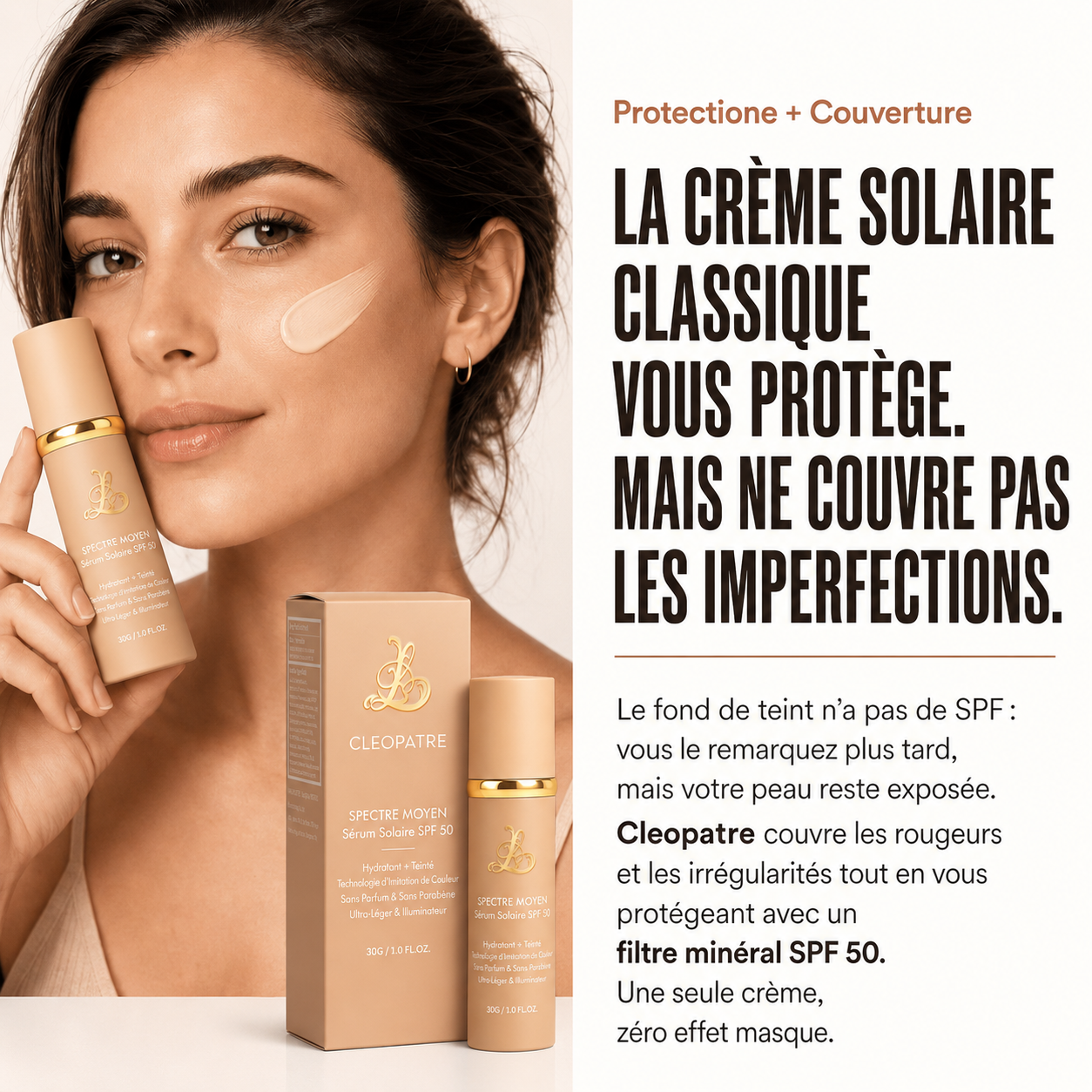 Cleopatre – Crème SPF50 Teinte Adaptative